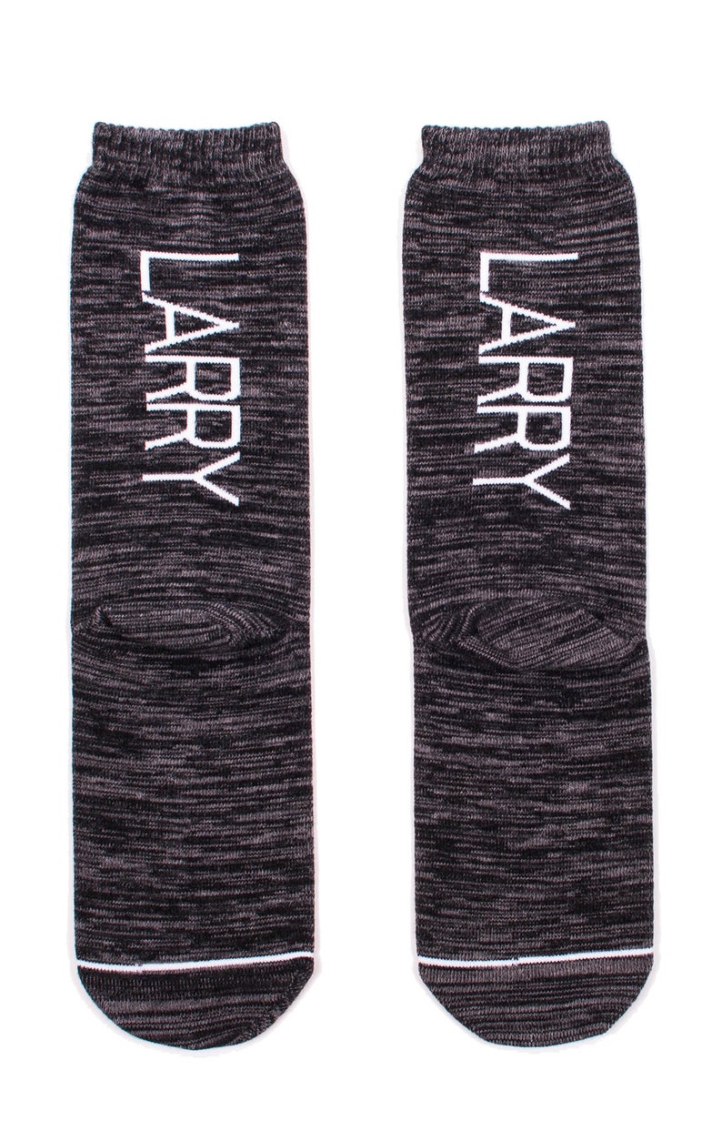 Dad Socks 3 Pairs of LARRY SOCKS Grandpa Socks Personalized Gift Socks for Men Groomsmen Socks Black Heather| Made in Japan