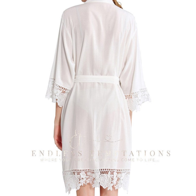 WHITE Cotton Lace Robe Bride Bridesmaids Bridal Robe Etsy Canada
