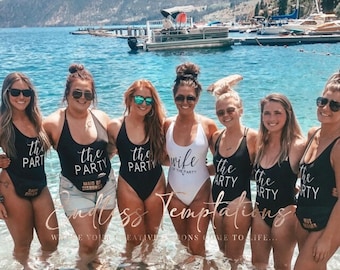 Personalized Strappy Swimsuit | Bride Swimsuit | Bridesmaid Bathing Suit | Bachelorette Swimwear