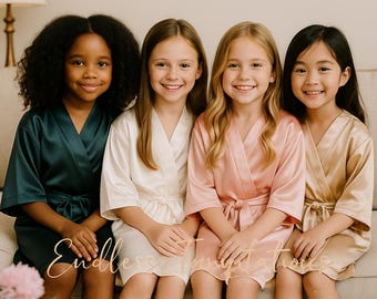 Kids Satin Robe –  Flower Girl Robe | Matching Family Robe | Birthday Gift | Special Occasion