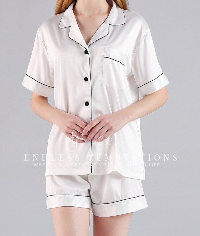 WHITE Pajama Short Set Bride Bridesmaids Bridal Getting Etsy Canada