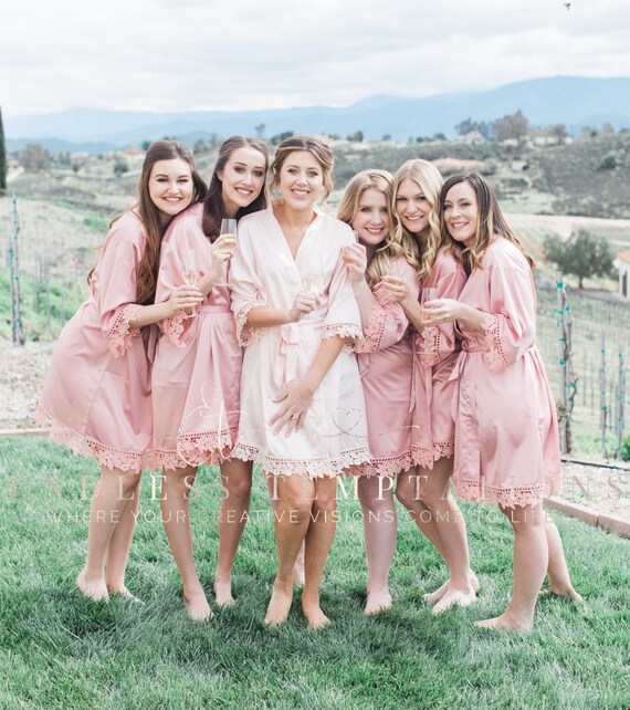 Dusty rose bridesmaid robes Clearance