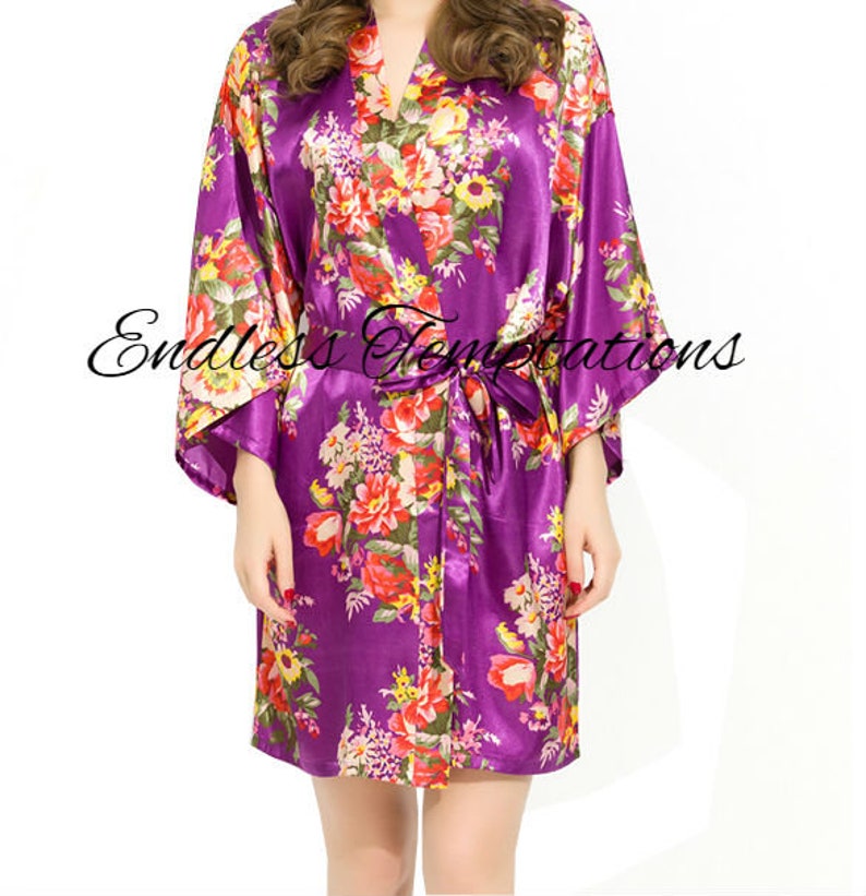 BLUSH Satin Floral Robe Bride Bridal Bridesmaid | Etsy
