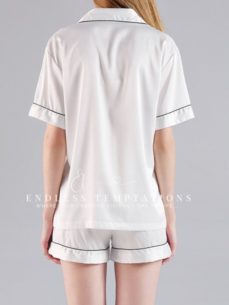 WHITE Pajama Short Set Bride Bridesmaids Bridal Getting Etsy Canada