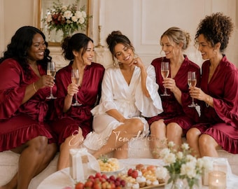 Satin Ruffle Robe –  Bridesmaid Robe | Bride Getting Ready | Bridal Party Gift