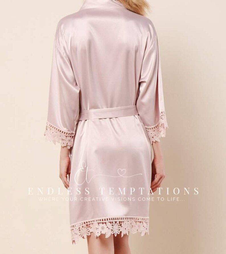 Nude Pink Satin Rose Lace Robe Bride Bridesmaids Bridal Etsy Canada