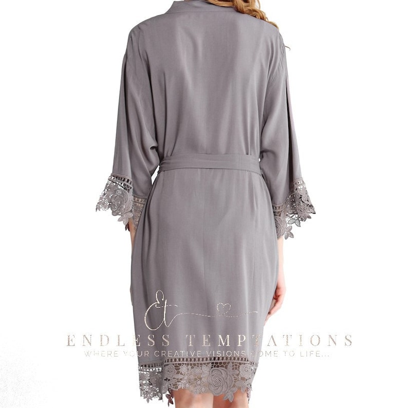 GREY Cotton Lace Robe Bride Bridesmaids bridal robe brides Etsy