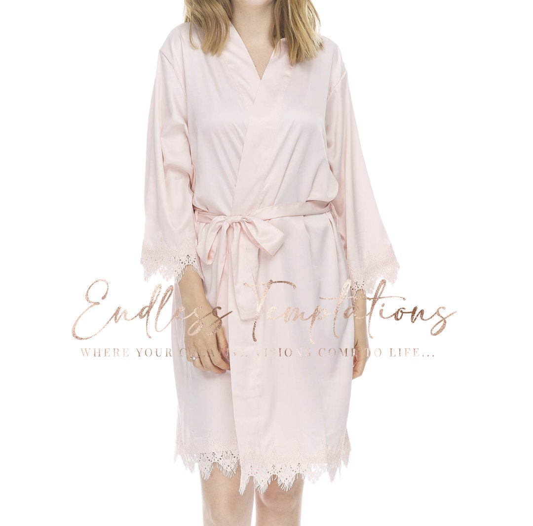 Satin Scalloped Lace Trimmed Robe / Bride / Bridesmaids/ Gift / Bridal ...