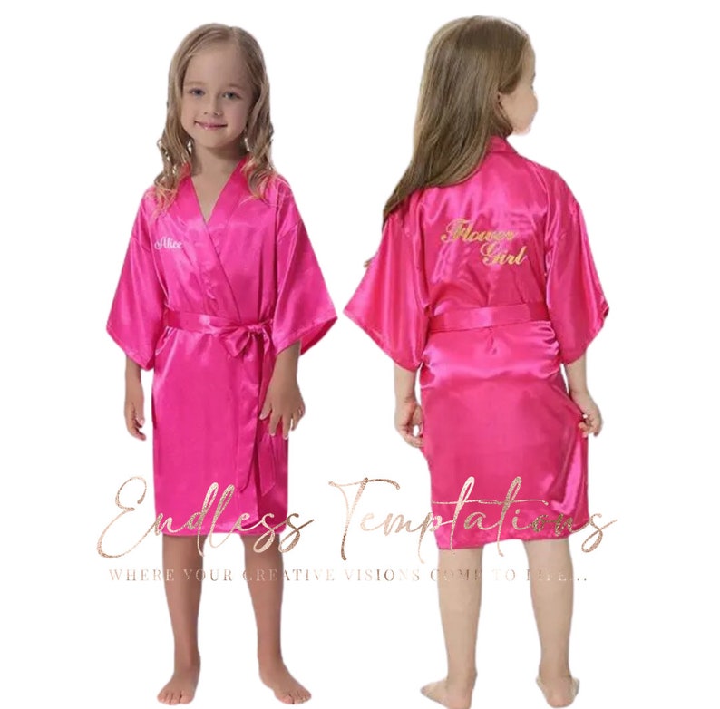 Child Satin Robes / Bridesmaid Proposal / Robe / Bridal Robe / Bride Robe / Bridal Party Robes / Bridesmaid Robes / Child Robe / Custom Robe image 2