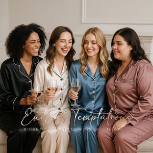 Satin Long Pajama Set – Personalized Bridesmaid Pajamas, Bride Getting Ready Outfit, Bridal Party Gift, Wedding Sleepwear