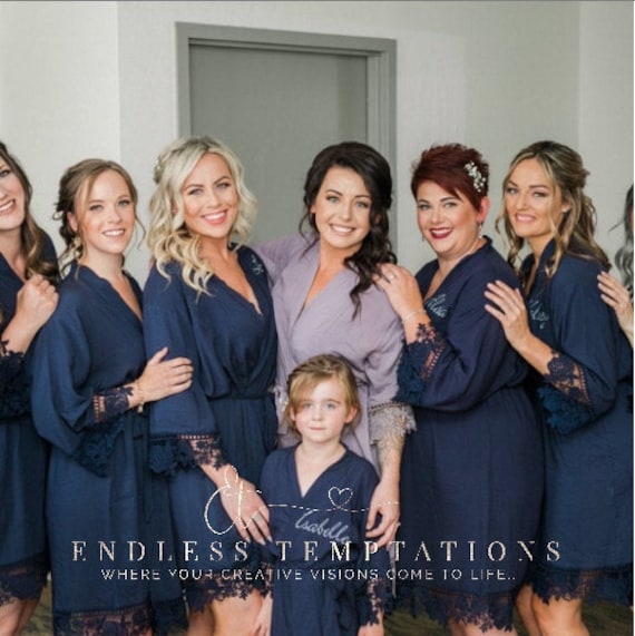 navy bridesmaid robe