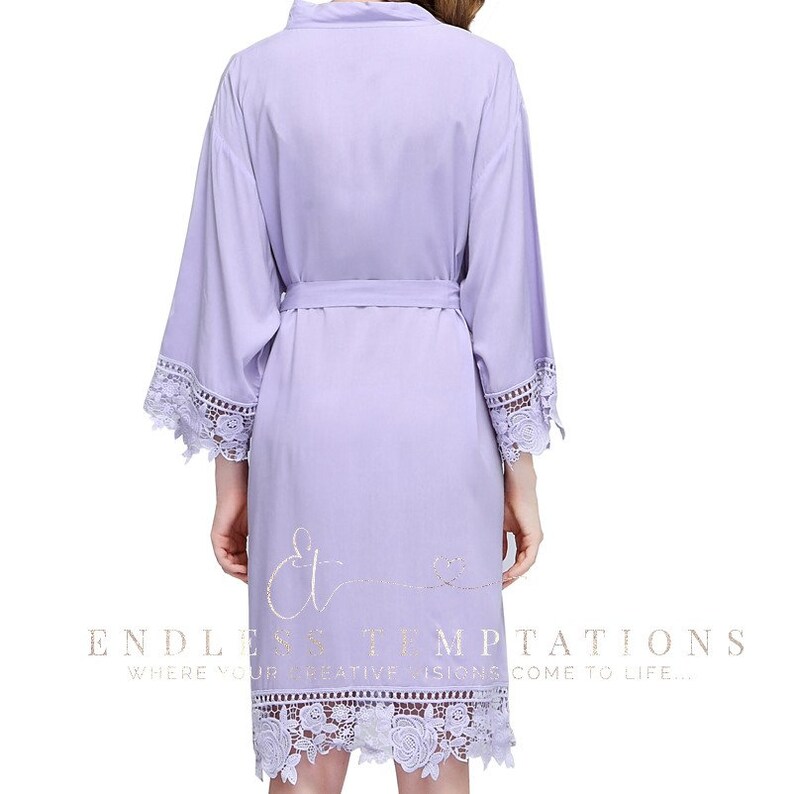 VIOLET Cotton Lace Robe Bride Bridesmaids Bridal Robe Etsy