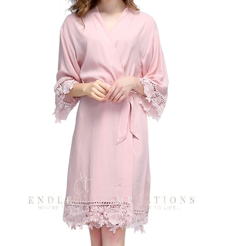 BLUSH Cotton Lace Robe Bride Bridesmaids bridal robe Etsy
