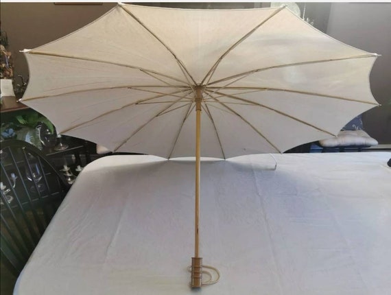 Vintage Sunbrolly Canvas Bamboo Sun Umbrella/Paras