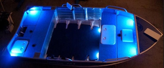 4 Pcs Blue LED Boat Lights Waterproof 12v 
