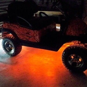 4pc Led Amber Orange Yellow Golf Cart Kart Neon Under Body UnderGlow Light 12V Custom Waterproof