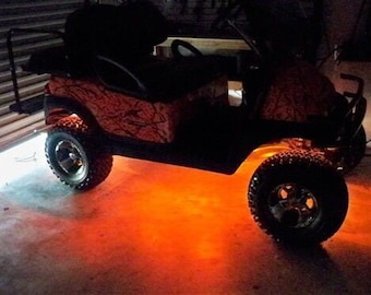 4pc Led Amber Orange Yellow Golf Cart Kart Neon Under Body UnderGlow Light 12V Custom Waterproof