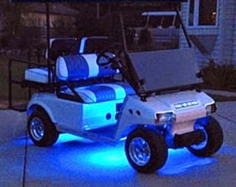 4pc Led BLUE Golf Cart Kart Neon Under Body UnderGlow Light 12V Custom Waterproof