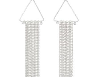 Kite - Silver tassel earring studs