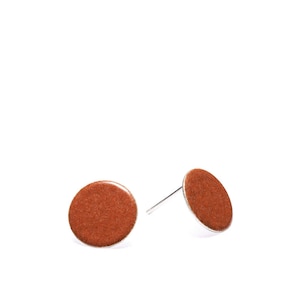 Terracotta Circle Earring Studs, Everyday Earrings, Australian Handmade: Enamel image 1