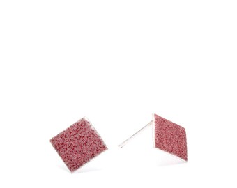 Diamond Blush Earring Studs - Enamel Earrings, Handmade Australian Statement Jewellery