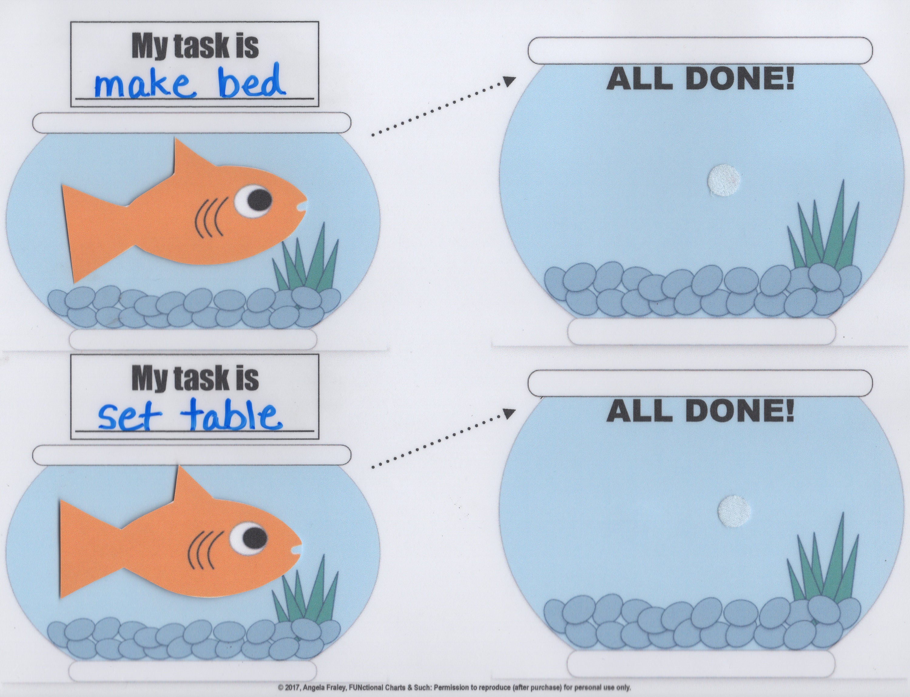 Fish With Task Fish Bowl Functional Task Chart for Kids! - Etsy