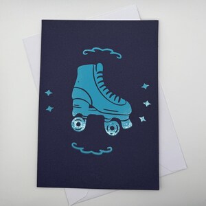 Tarjeta de felicitación con patines - Tarjeta para cualquier ocasión - Interior en blanco.