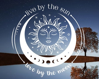 Sun and Moon Vinyl Decal: Boho Laptop Car Window Sticker