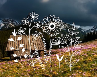 Wildflowers Vinyl Decal: Boho Garden Car Window Decor