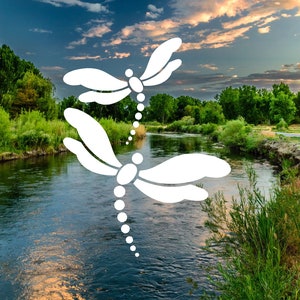 Two Dragonflies Vinyl Decal | Dragonflies Flying Decal | Decal for Laptop Tablet Kayak Car Window Tumbler and Much More