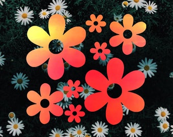 Holographic Daisy Adhesive Vinyl Decal: Laptop Car Tumbler Stickers