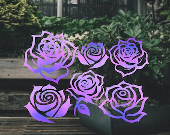 Adesivi olografici a forma di rosa: fiori per auto, laptop, bicchieri, vinile