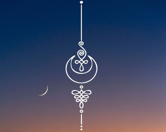 Unalome Moon Vinyl Decal: Laptop, Car, Tumbler Sticker