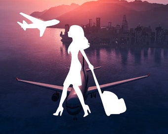 Flight Attendant Vinyl Decal | Male or Female Flight Attendant Decal | Decal for Laptop, Tablet, Car, Window, Mirror, Tumbler, Phone + More