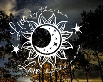 Sun and Moon Vinyl Decal: Laptop, Car, Kayak Sticker