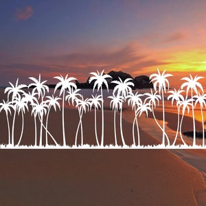Palm Tree Row Vinyl Decal: Car, Laptop, Window