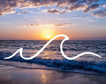 Einfacher Welle Vinyl Aufkleber: Line Art für Laptop, Auto, Becher