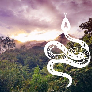 Mystical Snake Vinyl Decal | Snake with Celestial Symbols Decal | Decorated Snake Decal for Car Laptop Tumbler Tablet and Much More