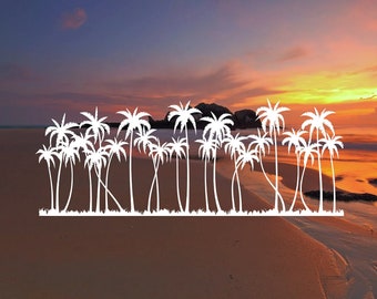Palm Tree Row Vinyl Decal: Car, Laptop, Window