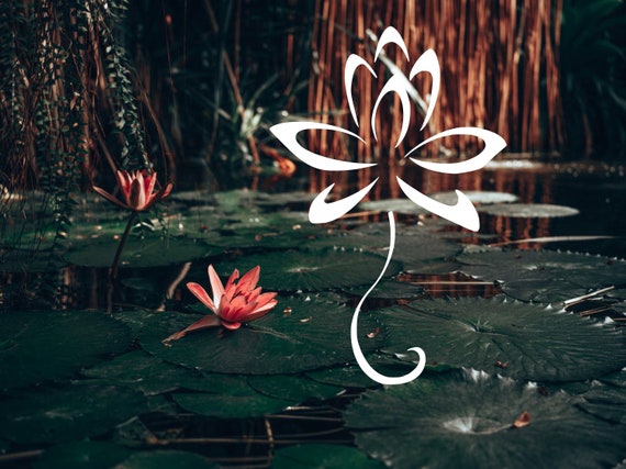 Fleur de Lotus avec décalque de vinyle de tige Sticker fleur de