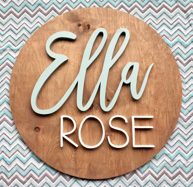18 Round Custom Wood Sign Name Sign Nursery Decor Etsy