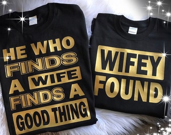 Matching Couples Shirts, Wife Shirt, Husband Shirt, Wifey Found, Anniversary Shirts, Husband Wife shirts