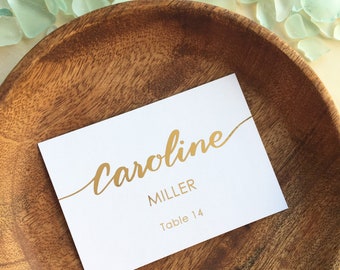 custom gold foil script name place card personalized flat or tented wedding escort cards - Custom Place Cards custom gold foil script name place card personalized flat or tented wedding escort cards - Custom Place Cards