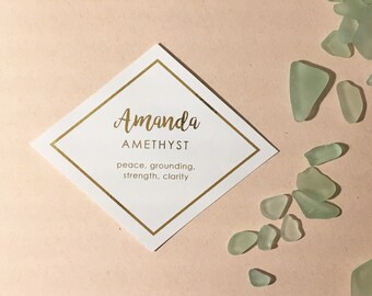 Reserved for Amanda (100) Personalized Gold Hexagon or Diamond Place Cards | Gold Foil Seating Cards | Modern Calligraphy
