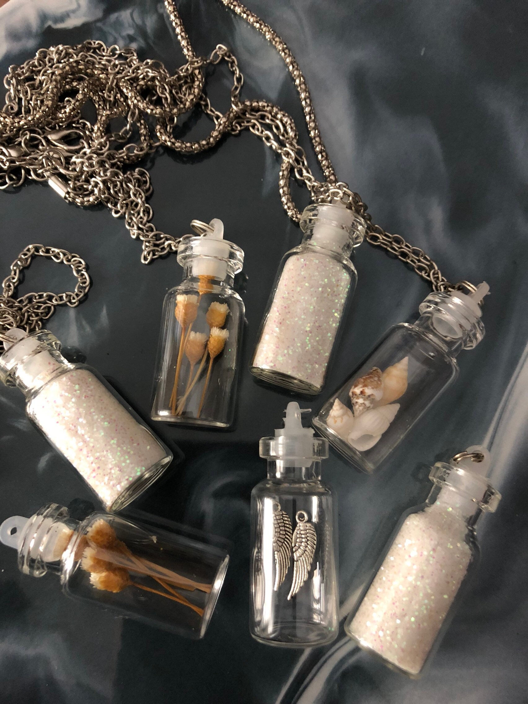 Glass vial necklaces assorted Designs Etsy Nederland
