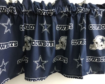 Dallas Cowboys Curtain,Valances,Window Topper,Man Cave,Dorm,Living Room, Panels 56" Wide Up To 84" Long Custom Sizes Available