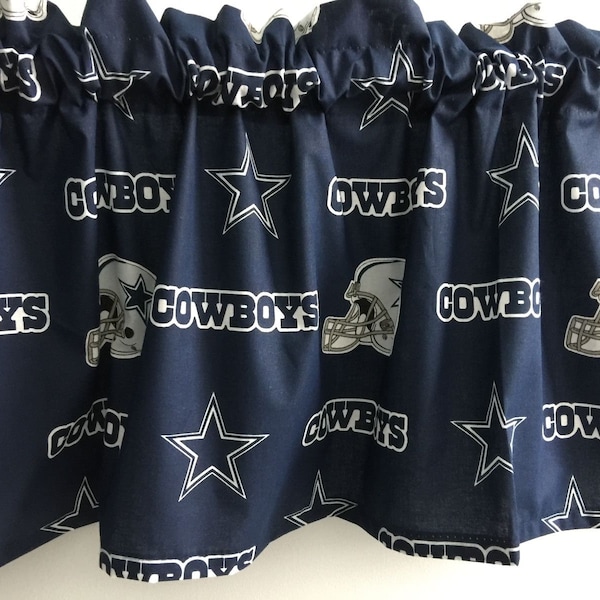 Dallas Cowboys Curtain,Valances,Window Topper,Man Cave,Dorm,Living Room, Panels 56" Wide Up To 84" Long Custom Sizes Available