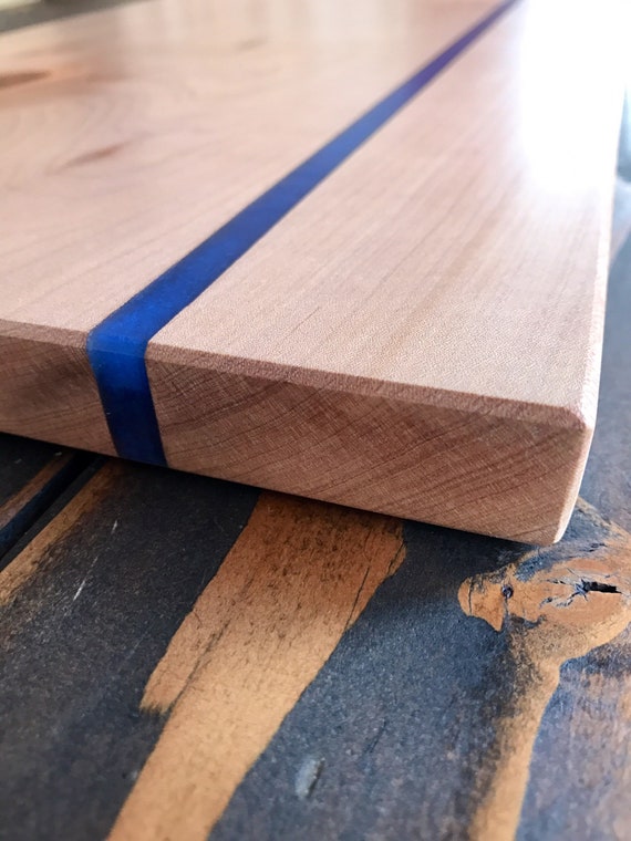 Madrone Charcuterie Board W Blue Inlay Etsy