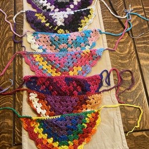 Handmade Crochet Cottagecore Ombré Pride Bandana | Pride Flag Hair Accessory