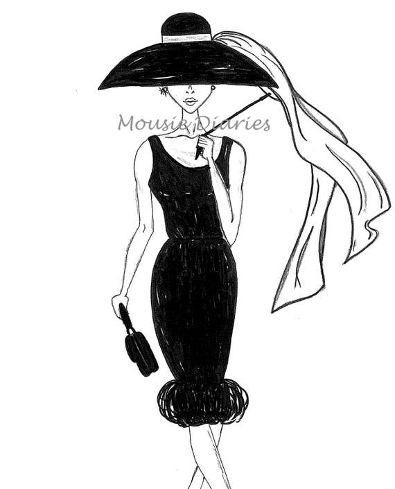 Audrey Hepburn Breakfast At Tiffanys Drawing - Drawing for Kids & Adult